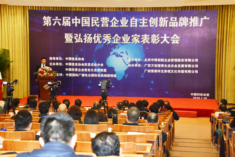 第六届中国民营企业自主创新品牌推广暨优秀民营企业家表彰大会&rdquo;在京举行